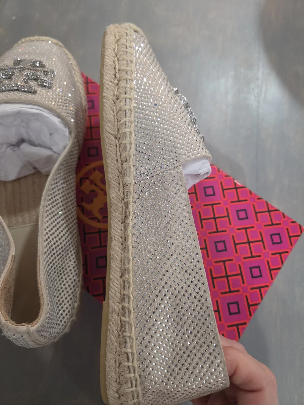Women's Crystal-Embellished Espadrille Slip-On — Ivory
